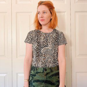 vintage leopard short sleeve shirt, small